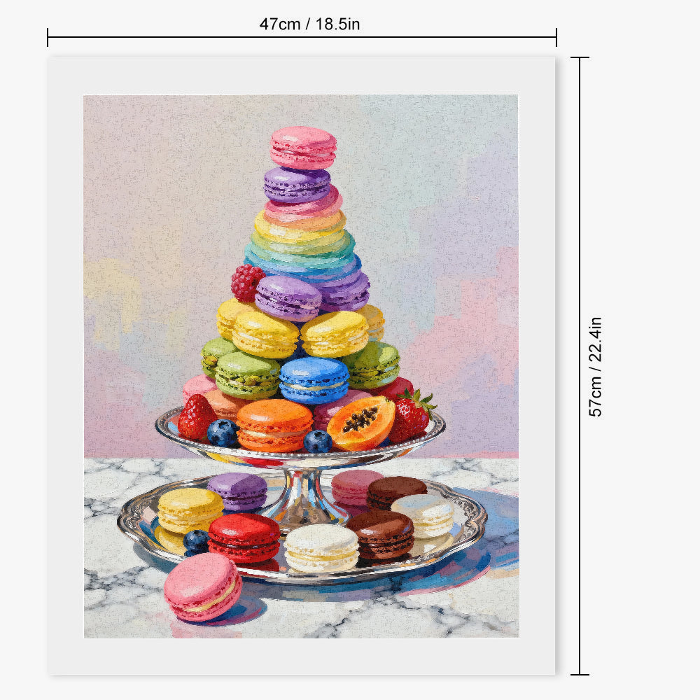 Peinture par numéros pyramide de macarons colorés - Dimensions
