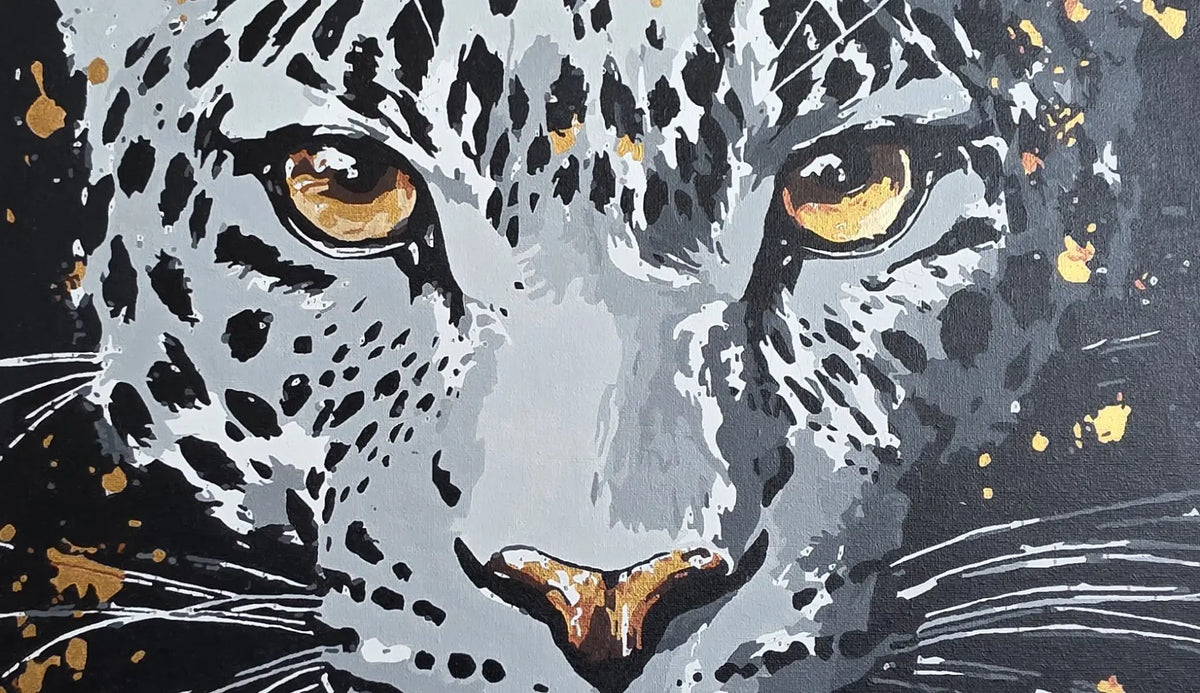 Progression étape par étape d'une peinture par numéros Steloria