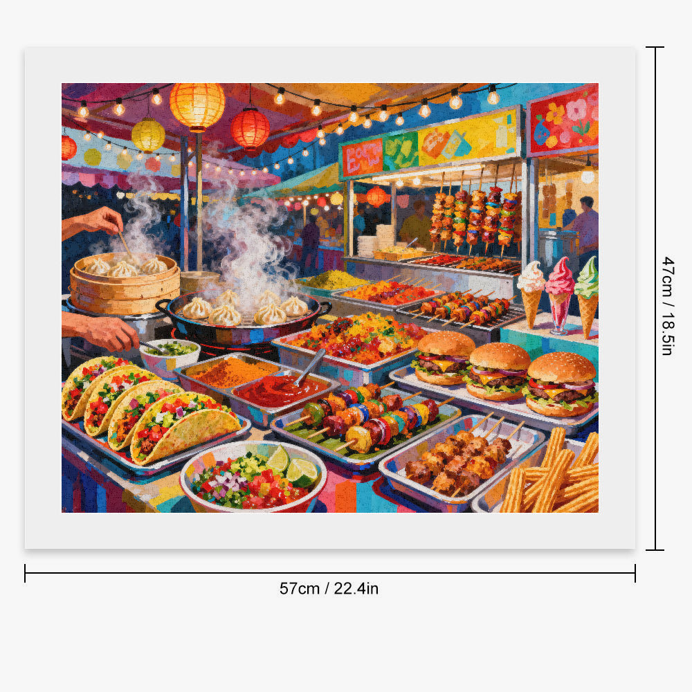 Peinture par numéros Street food internationale - Dimensions