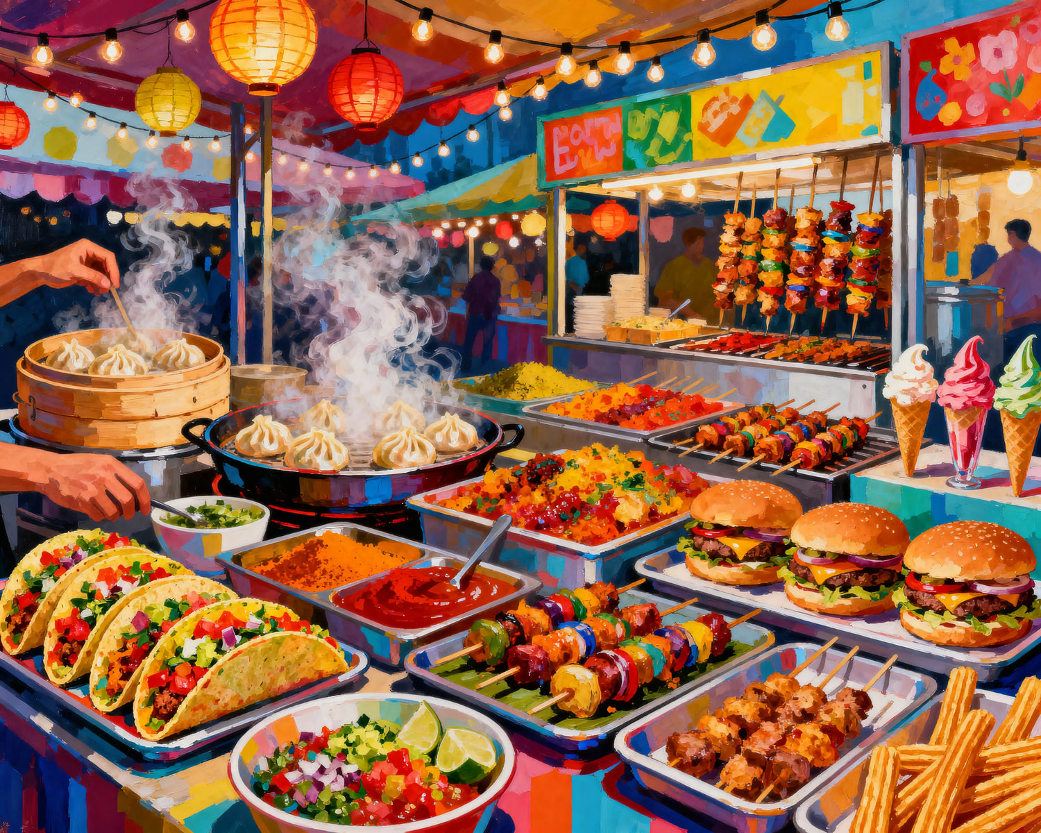 Peinture par numéros street food internationale