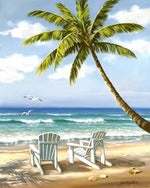 Transats sur une plage tropicale