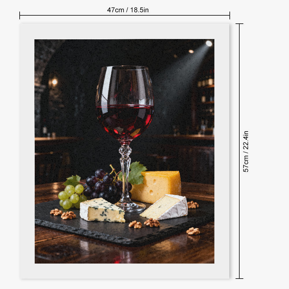 Peinture par numéros verre de vin et fromages - Dimensions