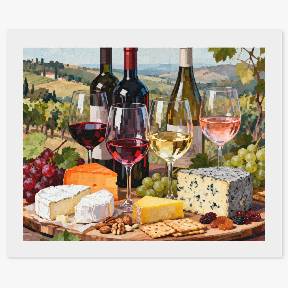 Peinture par numéros verres de vins et fromages - Tableau