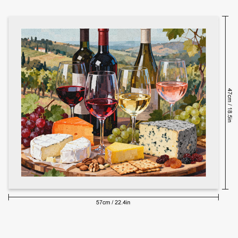 Peinture par numéros verres de vins et fromages - Dimensions