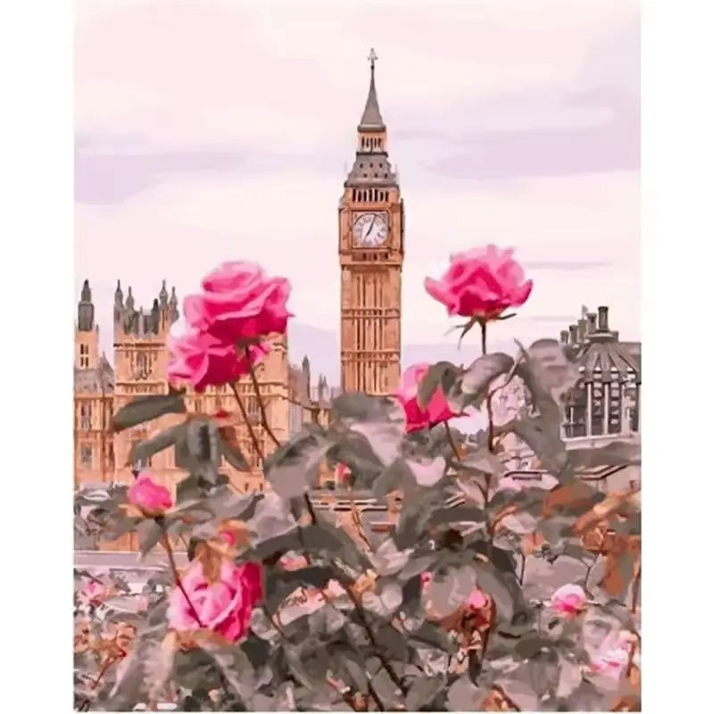 Vue sur Big Ben et fleurs - Londres